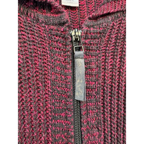 Christopher & Banks Womens Knitted Zip Cardigan Sweater Size M Black & Pink - Picture 4 of 10